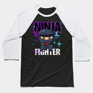 Cartoon Ninja Fighter Baseball T-Shirt